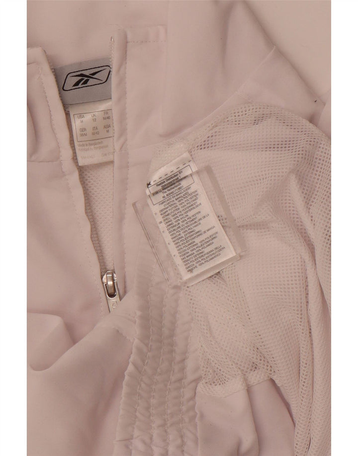 REEBOK Womens Tracksuit Top Jacket UK 12 Medium White Polyester