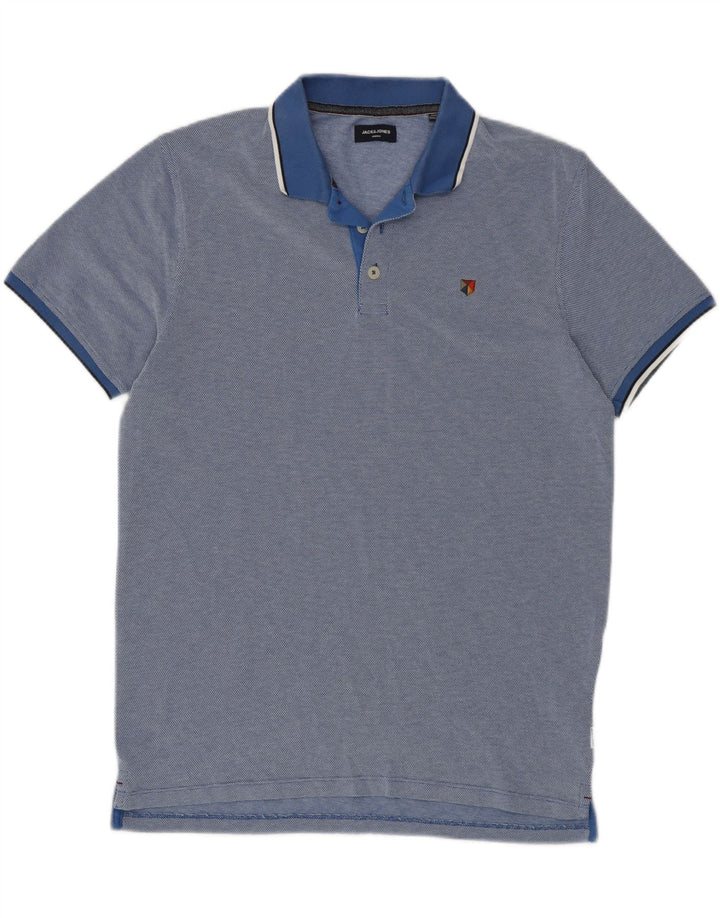JACK & JONES Mens Premium Polo Shirt Large Blue Cotton Vintage Jack & Jones and Second-Hand Jack & Jones from Messina Hembry 