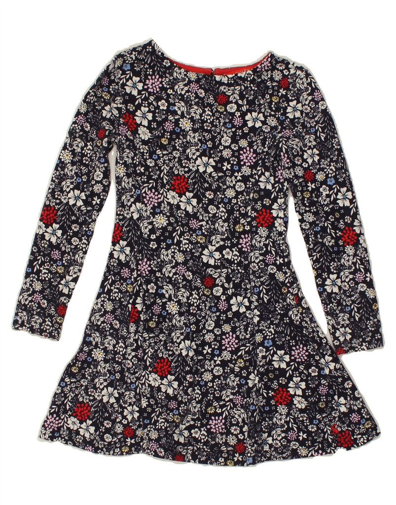 JOULES Girls A-Line Dress 7-8 Years Navy Blue Floral Cotton | Vintage Joules | Thrift | Second-Hand Joules | Used Clothing | Messina Hembry 