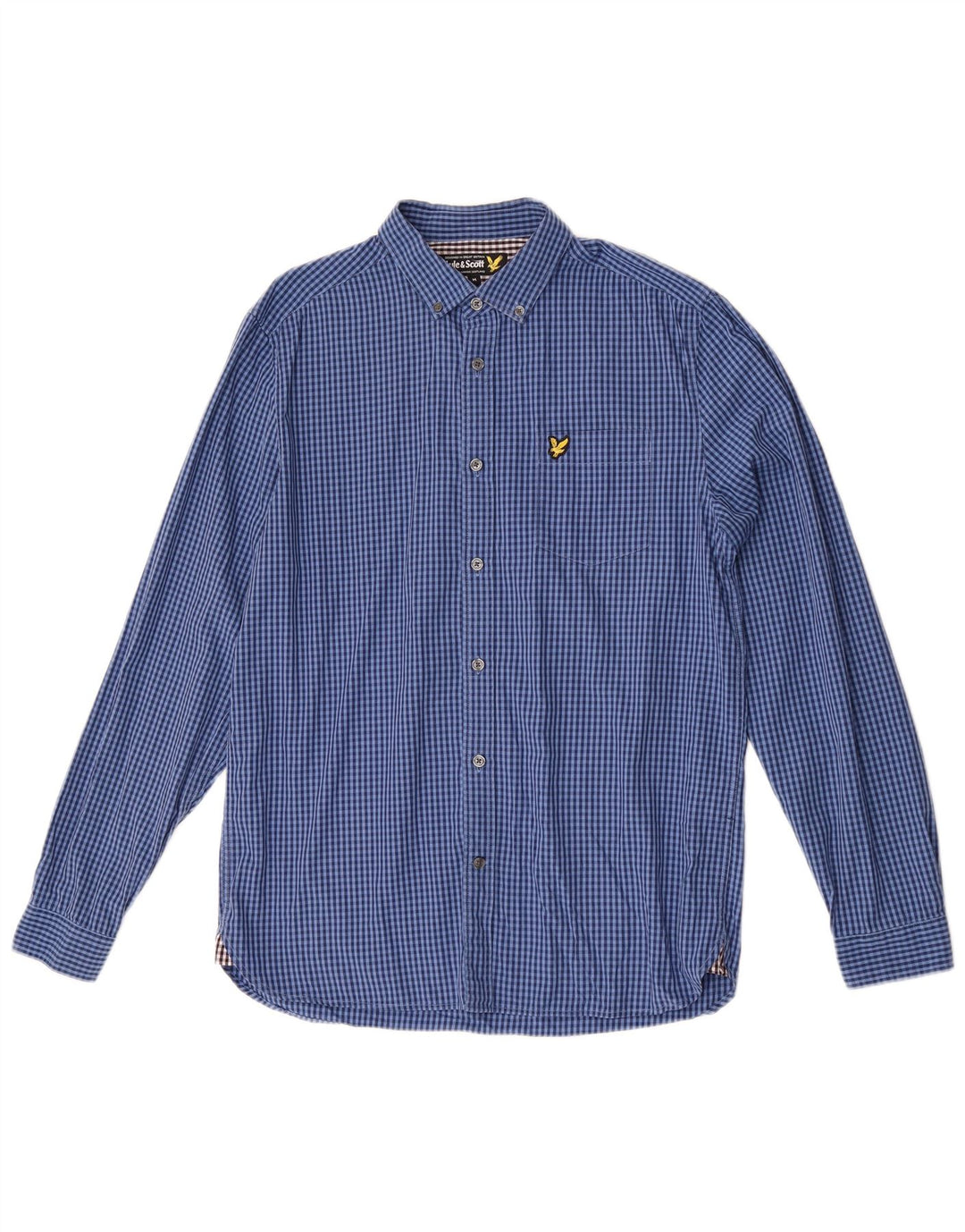 Lyle & Scott Mens Shirt Medium Blue Gingham Cotton