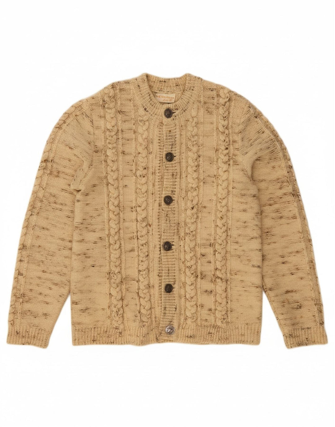 MOSCHEN MODELL Womens Trachten Cardigan Sweater EU 50 3XL Beige Flecked