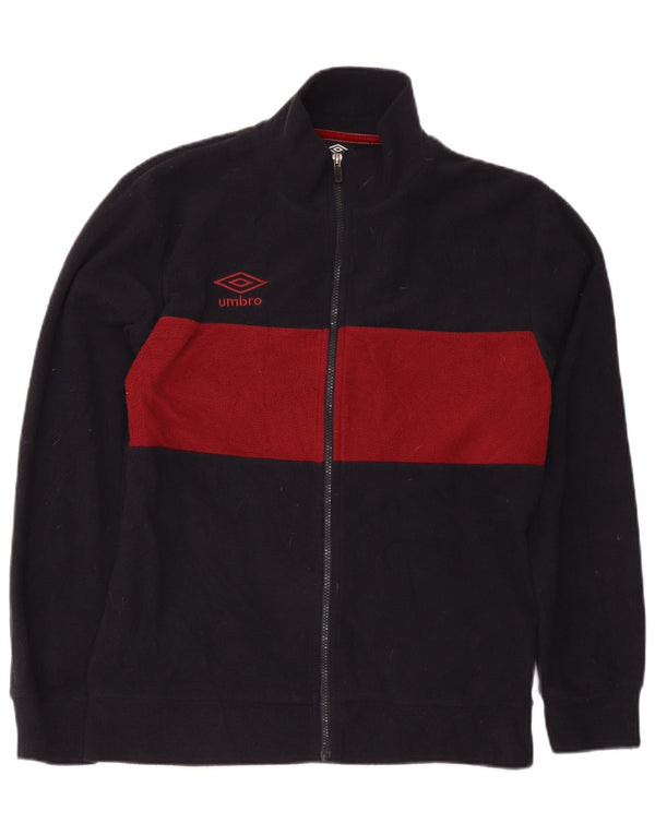Umbro Mens Fleece Jacket UK 42 XL Navy Blue Colourblock Polyester Sports