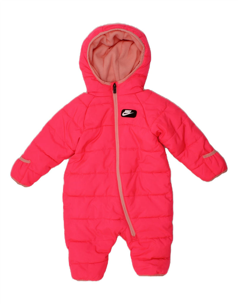 NIKE Baby Girls Hooded Padded Jumpsuit 3-6 Months  Pink Polyester Vintage Nike and Second-Hand Nike from Messina Hembry 