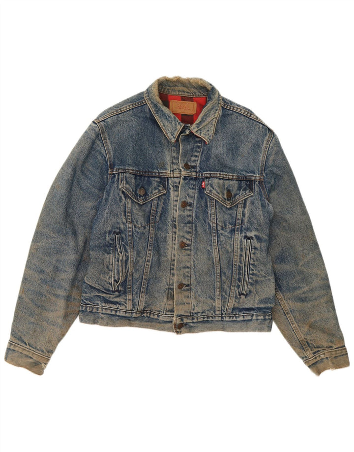 Levi's Mens Crop Denim Jacket UK 42 XL Blue Cotton