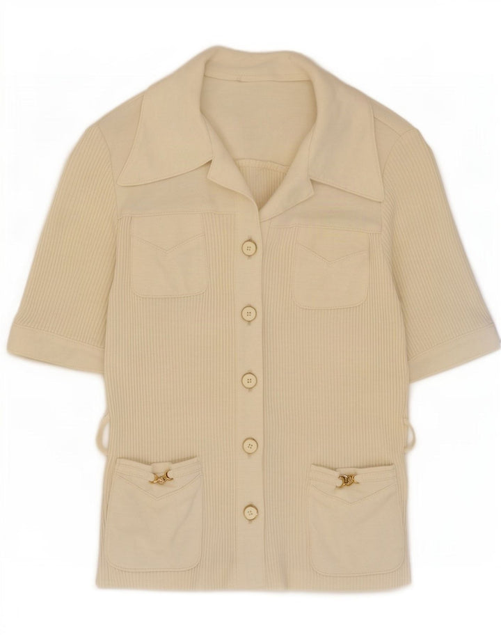 Karner Womens Short Sleeve Cardigan Sweater IT 40 Small Off White