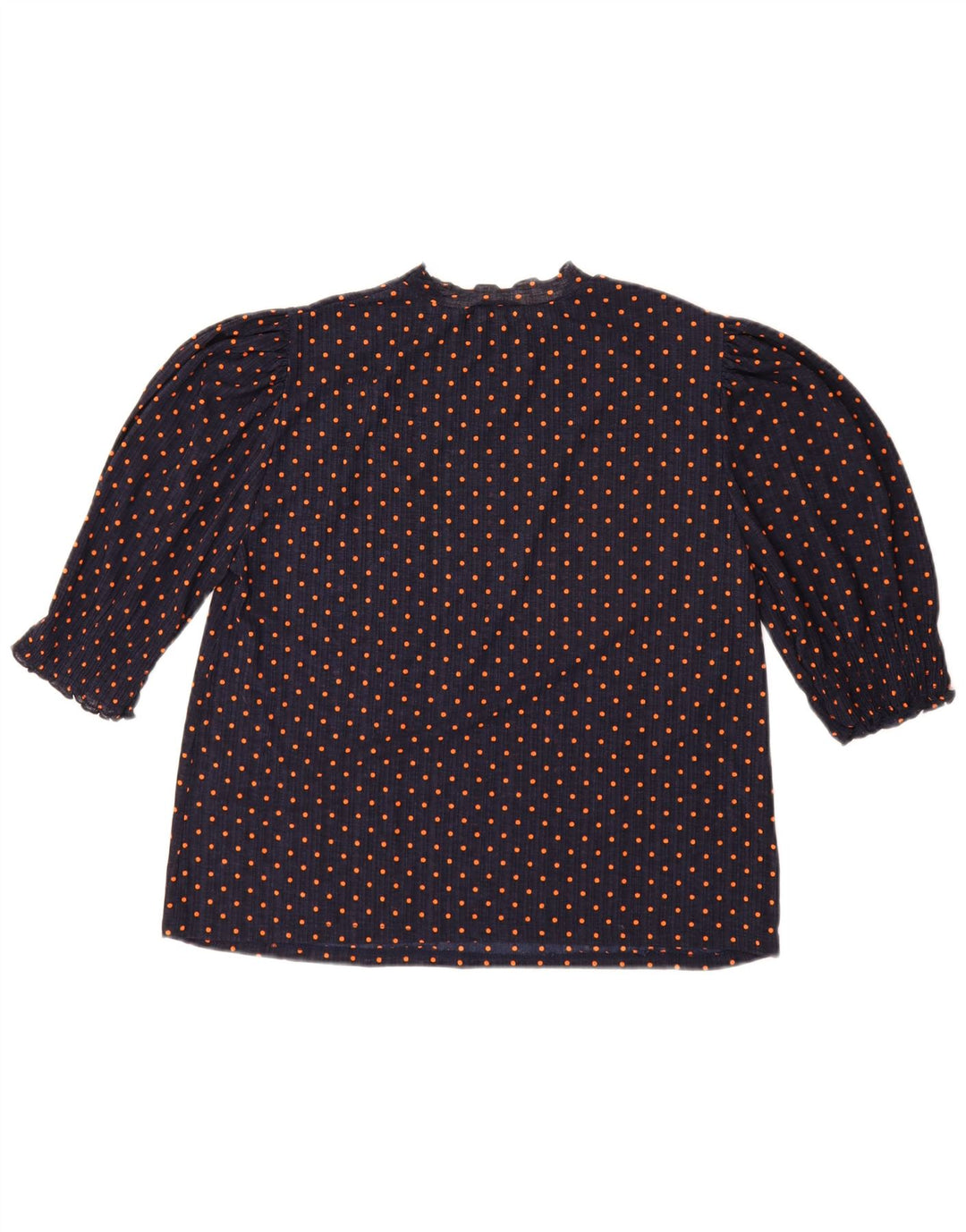 Zara Womens Blouse Top UK 14 Medium Navy Blue Polka Dot