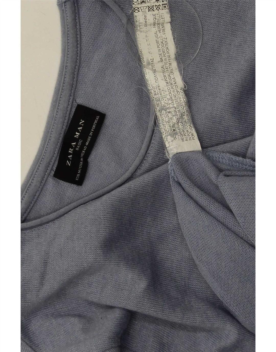 Zara Mens Crew Neck Jumper Sweater Medium Blue Cotton
