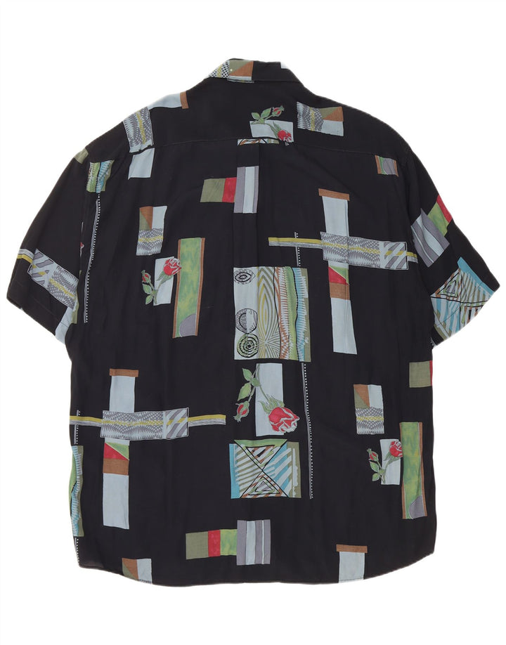 TIPO' S Mens Short Sleeve Shirt 2XL Black Patchwork Viscose