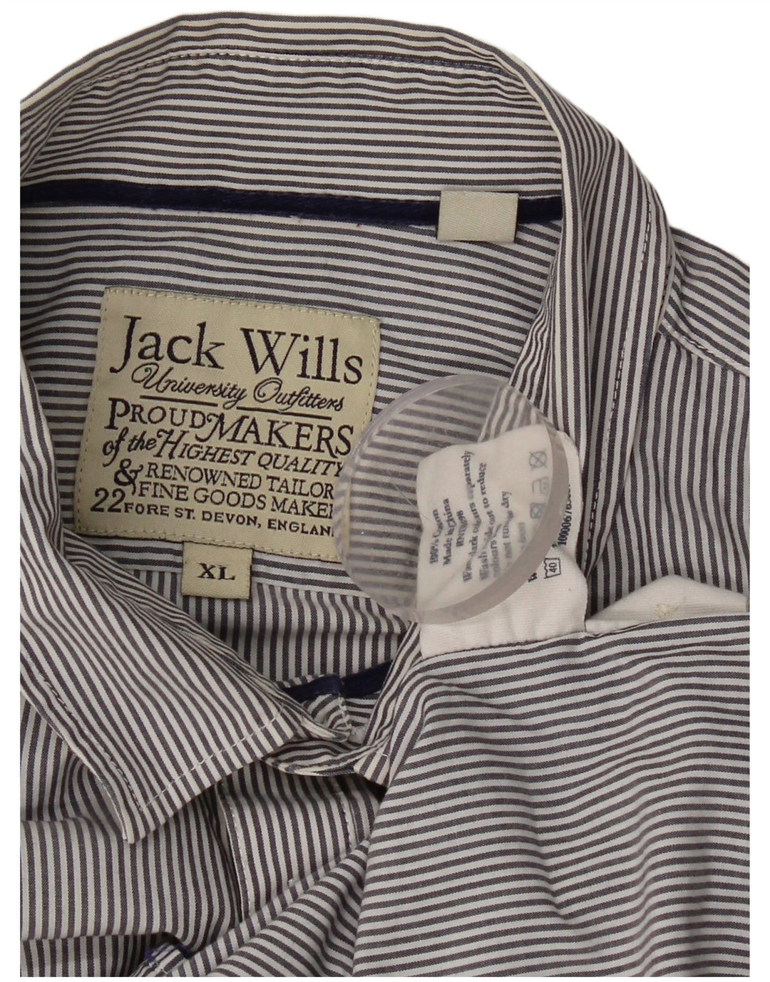 Jack Wills Mens Shirt XL Navy Blue Pinstripe Cotton
