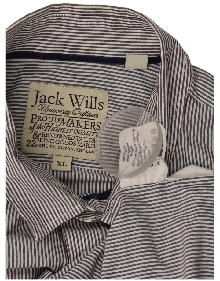 Jack Wills Mens Shirt XL Navy Blue Pinstripe Cotton