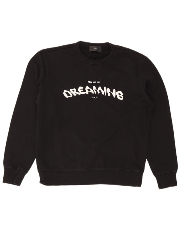 Liu Jo Mens Graphic Sweatshirt Jumper Medium Black Cotton
