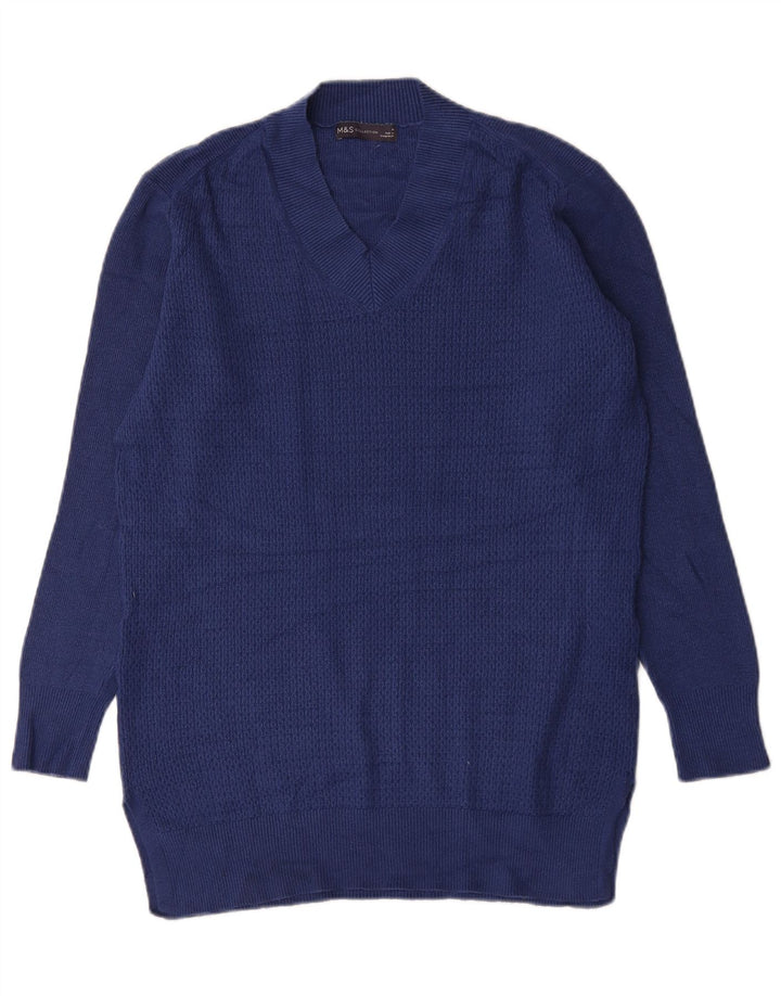 Marks & Spencer Mens V-Neck Jumper Sweater Medium Blue Viscose