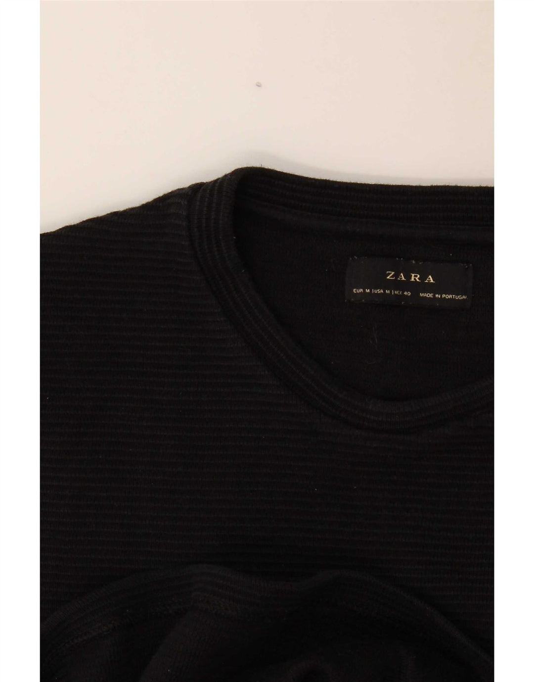 Zara Mens Top Long Sleeve Medium Black Striped