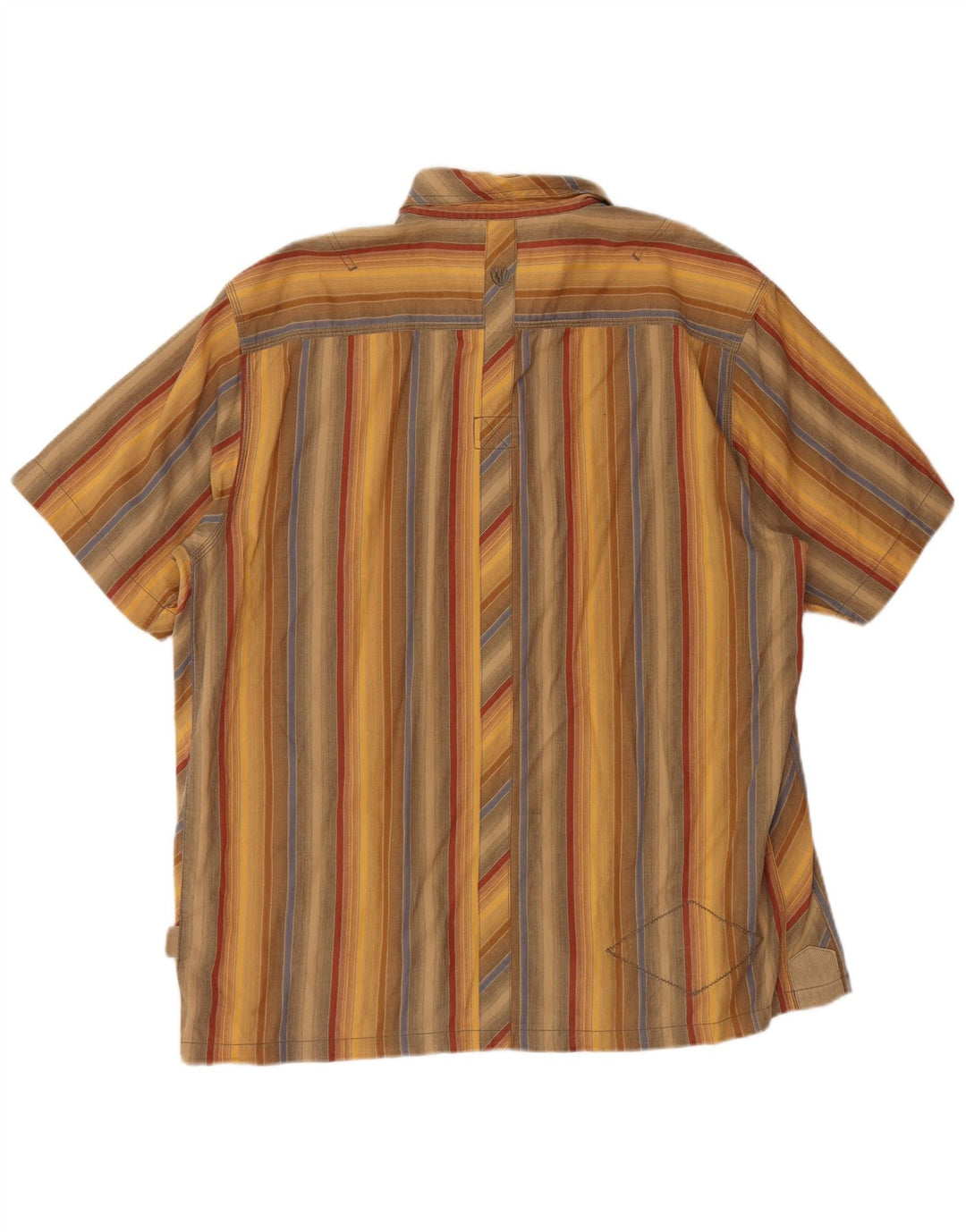FAT FACE Mens Short Sleeve Shirt Large Yellow Striped Cotton