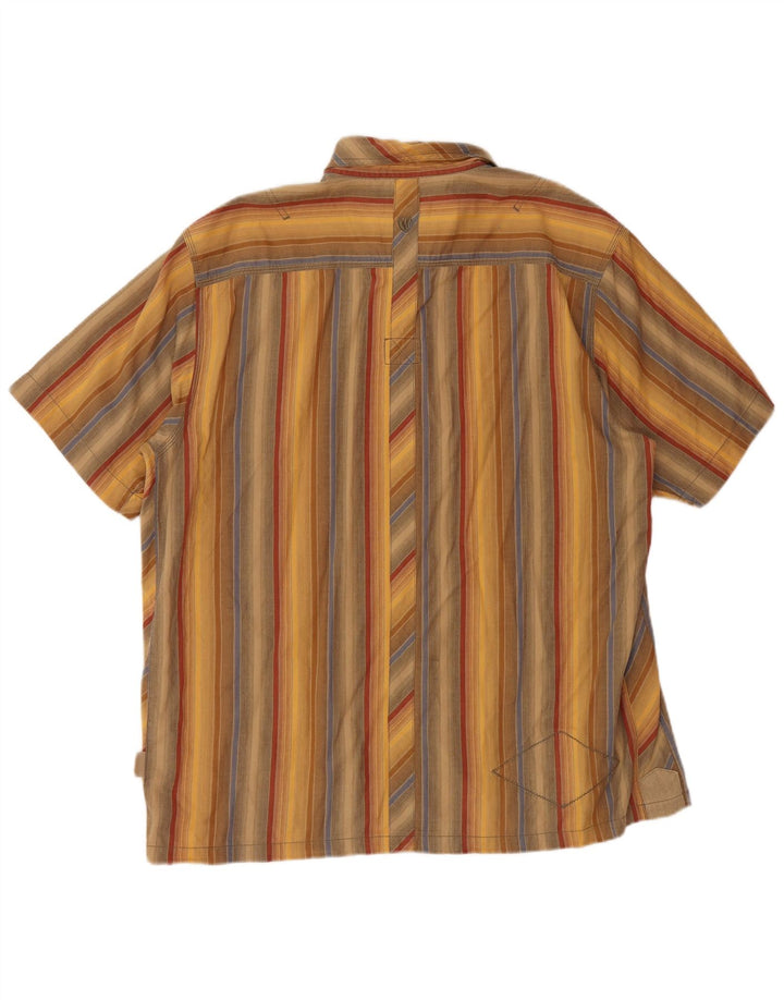 FAT FACE Mens Short Sleeve Shirt Large Yellow Striped Cotton