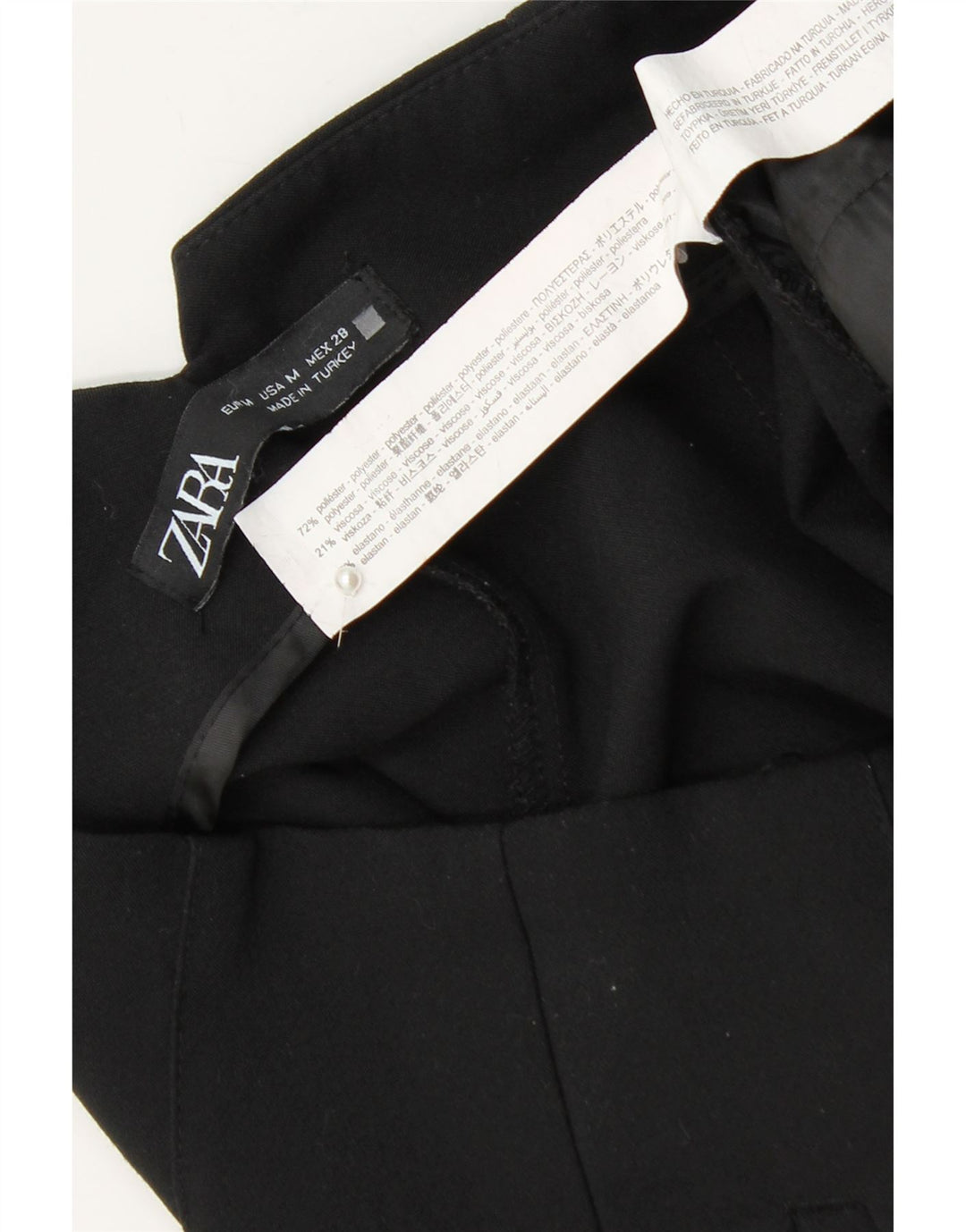 ZARA Womens Tapered Chino Trousers Medium W28 L26 Black Polyester