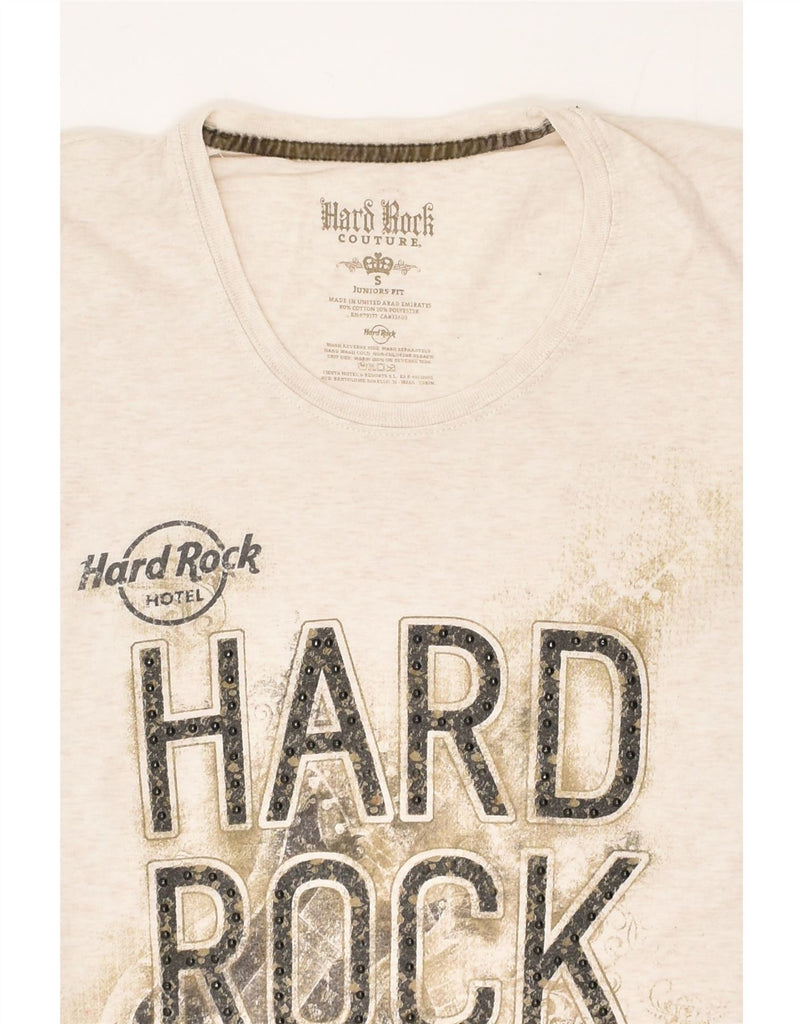 HARD ROCK CAFE Womens Ibiza Graphic T-Shirt Top UK 8 Small Beige Cotton | Vintage Hard Rock Cafe | Thrift | Second-Hand Hard Rock Cafe | Used Clothing | Messina Hembry 