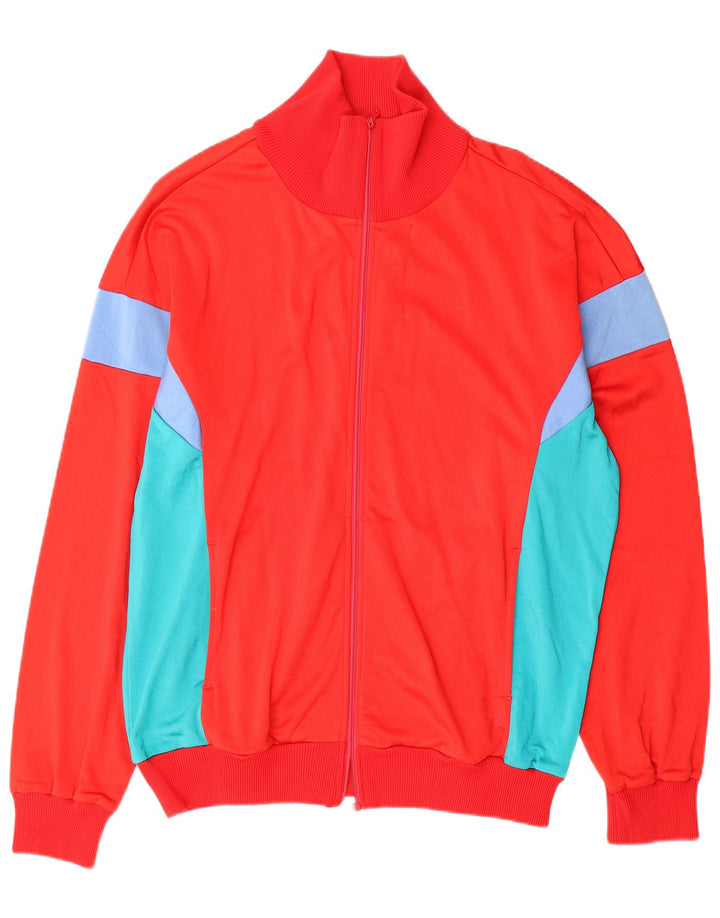 Vintage Mens Tracksuit Top Jacket IT 54 XL Red Colourblock Cupro