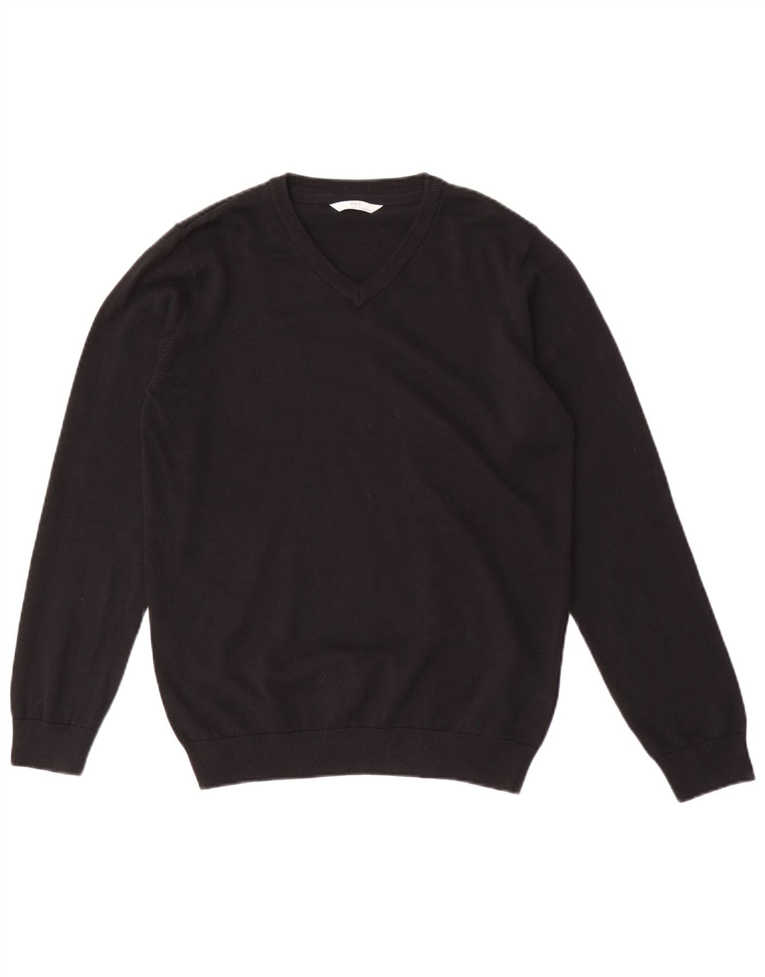 MARKS & SPENCER Boys V-Neck Jumper Sweater 14-15 Years Black Cotton