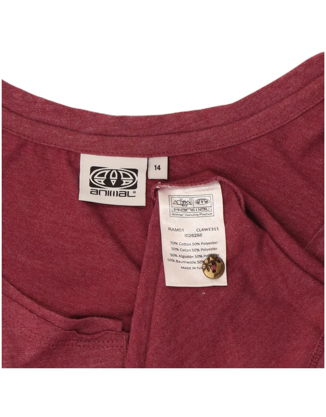 ANIMAL Womens Blouse Top UK 14 Medium Burgundy Floral Cotton