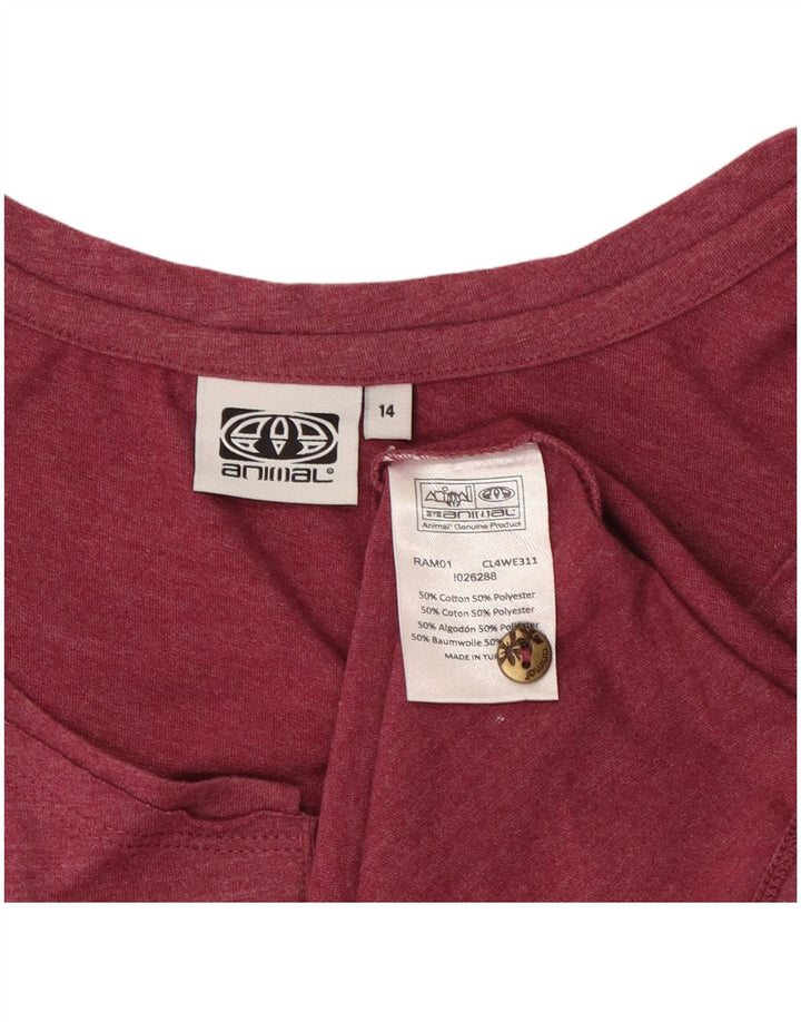 ANIMAL Womens Blouse Top UK 14 Medium Burgundy Floral Cotton