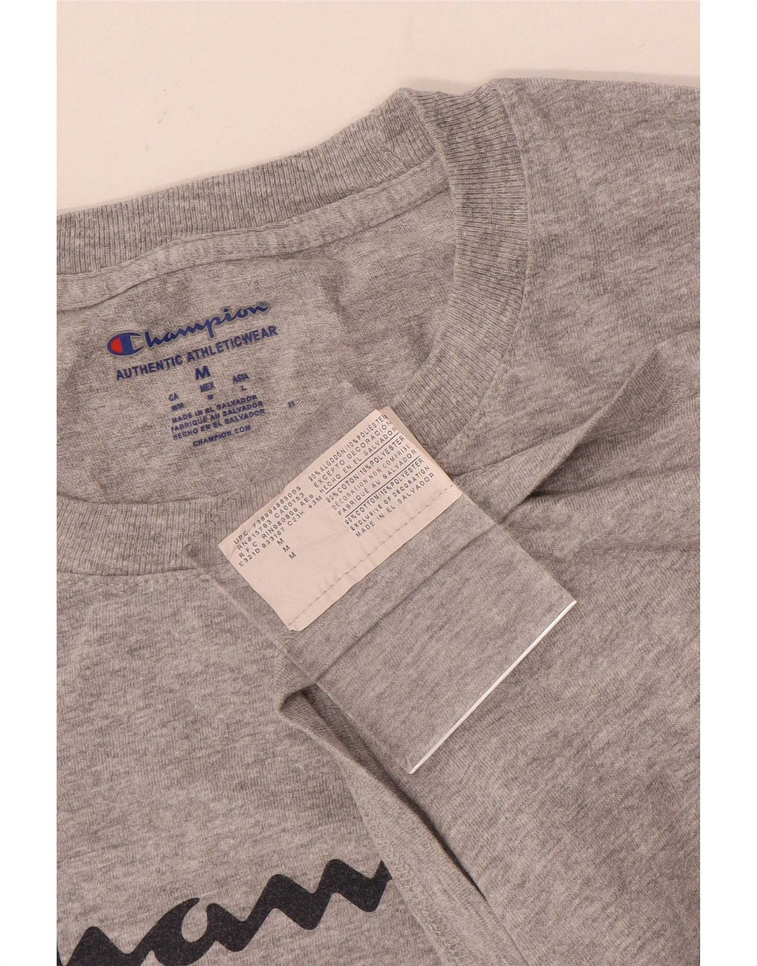 Champion Mens Graphic T-Shirt Top Medium Grey Cotton