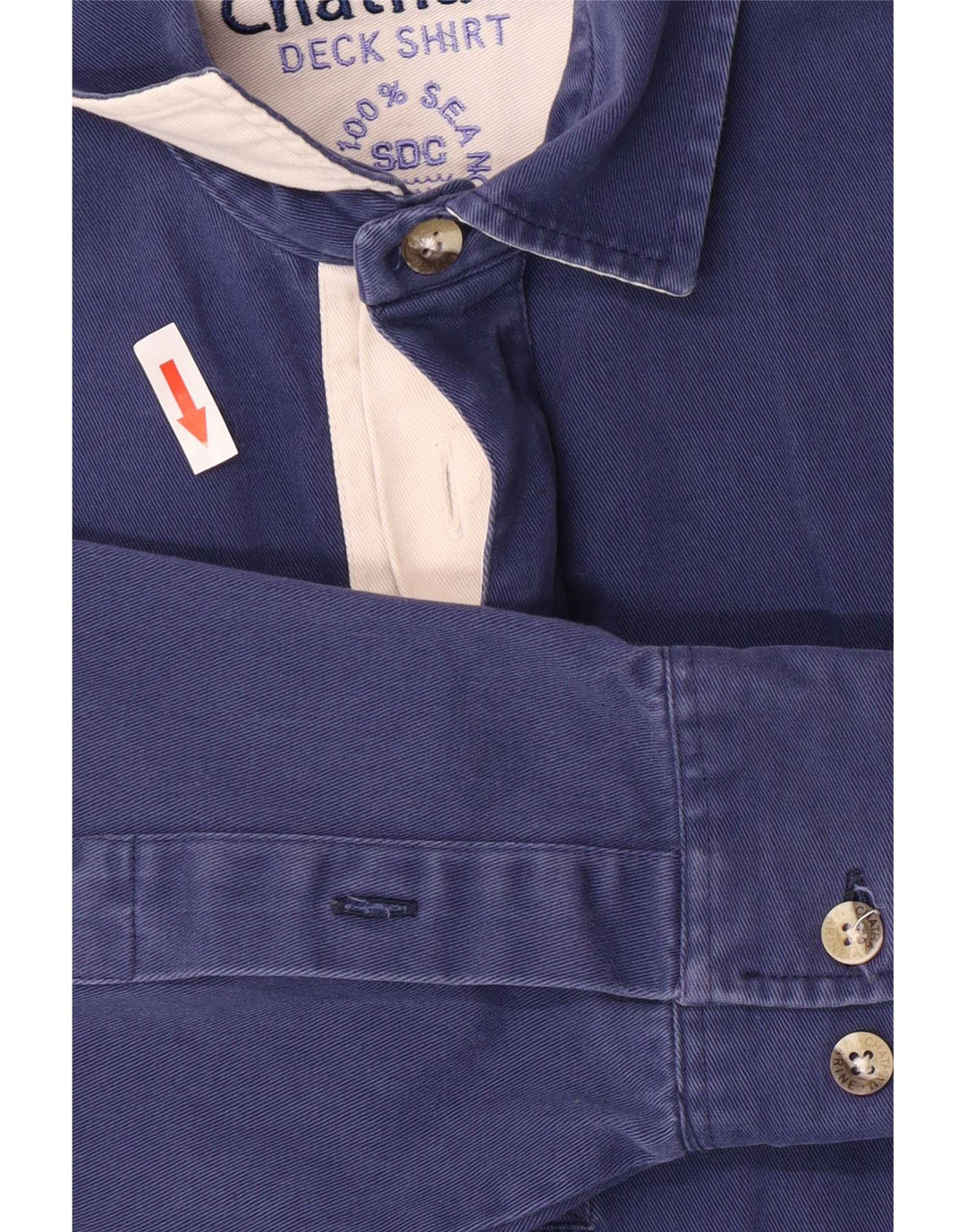 Chatham Mens Yachting Pullover Shirt Medium Navy Blue Striped Cotton