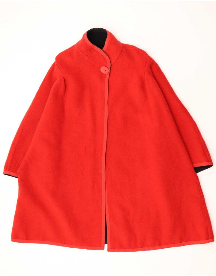 Vintage Womens Reversible Overcoat UK 14 Medium Black Colourblock