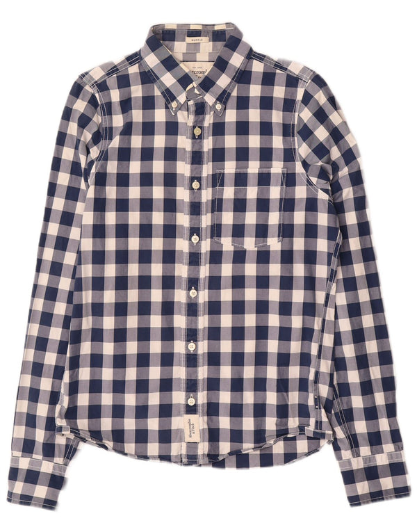 Abercrombie & Fitch Mens Muscle Shirt Small Navy Blue Gingham Cotton