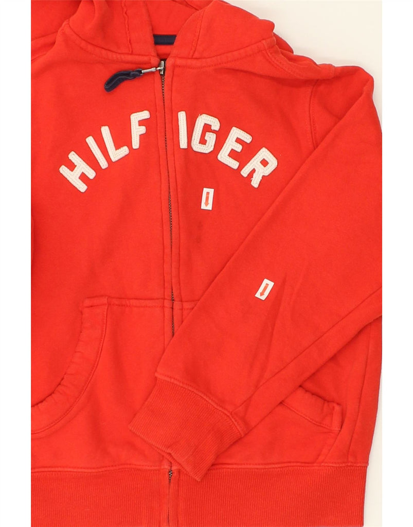 TOMMY HILFIGER Girls Graphic Zip Hoodie Sweater 6-7 Years Small Red Cotton | Vintage Tommy Hilfiger | Thrift | Second-Hand Tommy Hilfiger | Used Clothing | Messina Hembry 