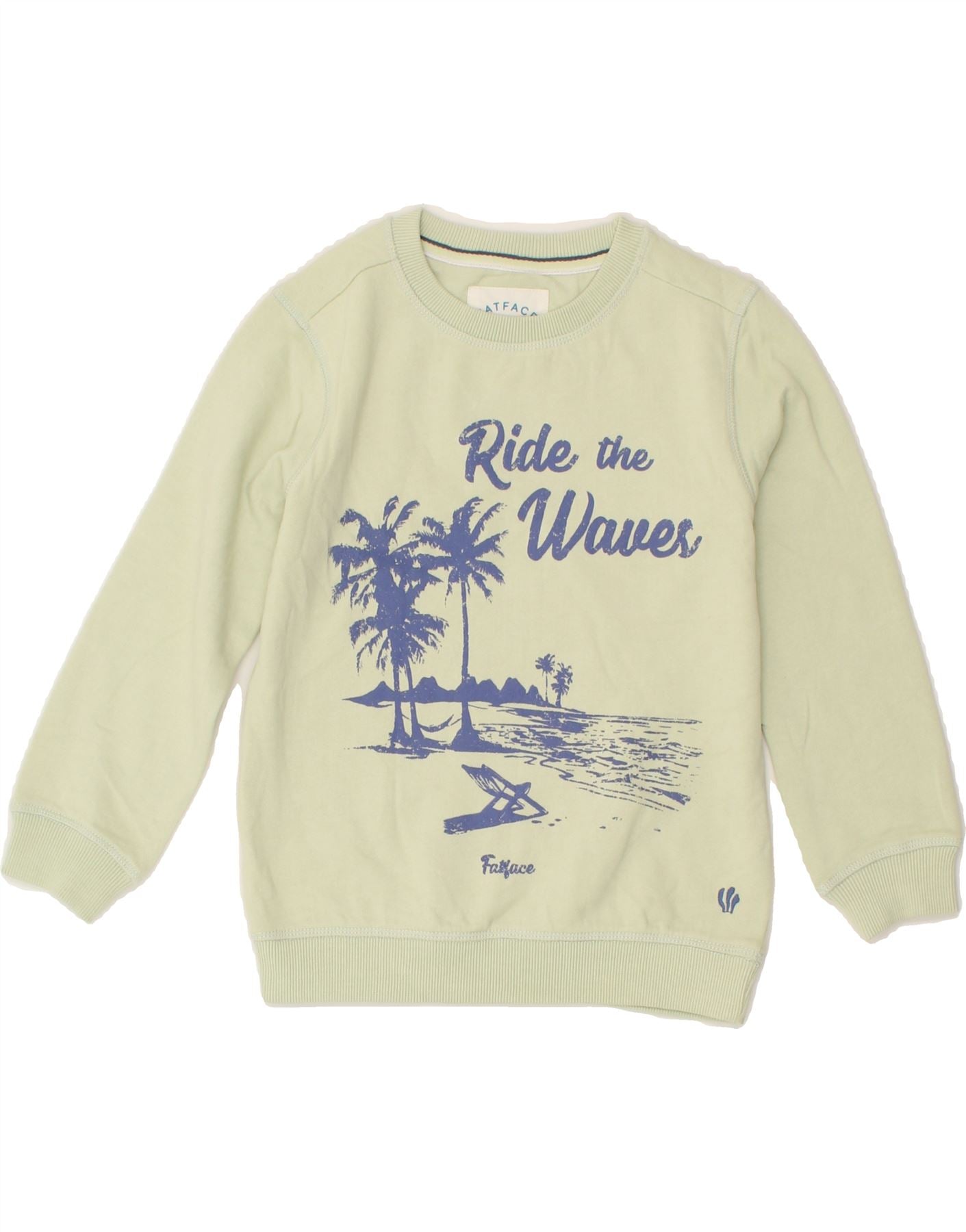 FAT FACE Boys Graphic Sweatshirt Jumper 6-7 Years Green Vintage