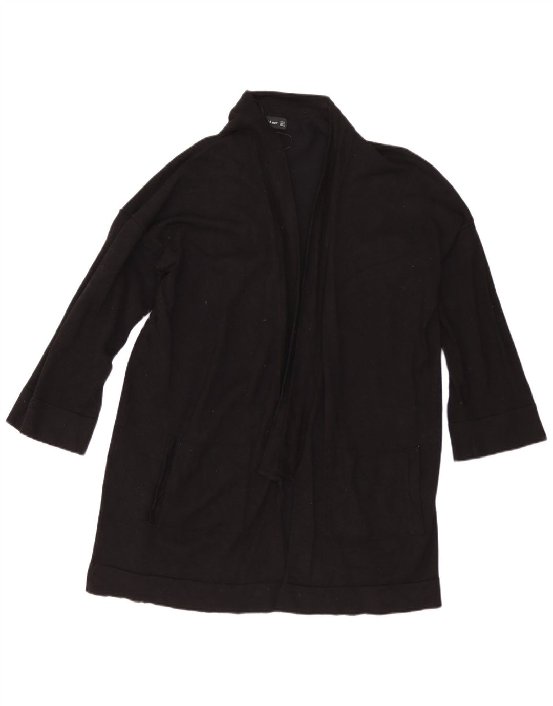 Zara Womens 3/4 Sleeve Open Cardigan Sweater UK 14 Medium Black