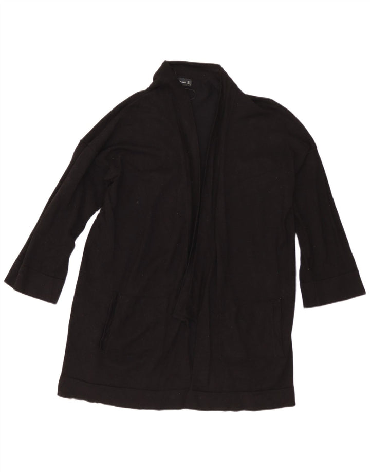 Zara Womens 3/4 Sleeve Open Cardigan Sweater UK 14 Medium Black