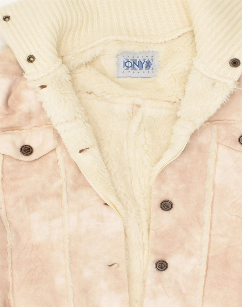 ONYX Womens Faux Shearling Coat IT 44 Medium Beige Acrylic | Vintage Onyx | Thrift | Second-Hand Onyx | Used Clothing | Messina Hembry 