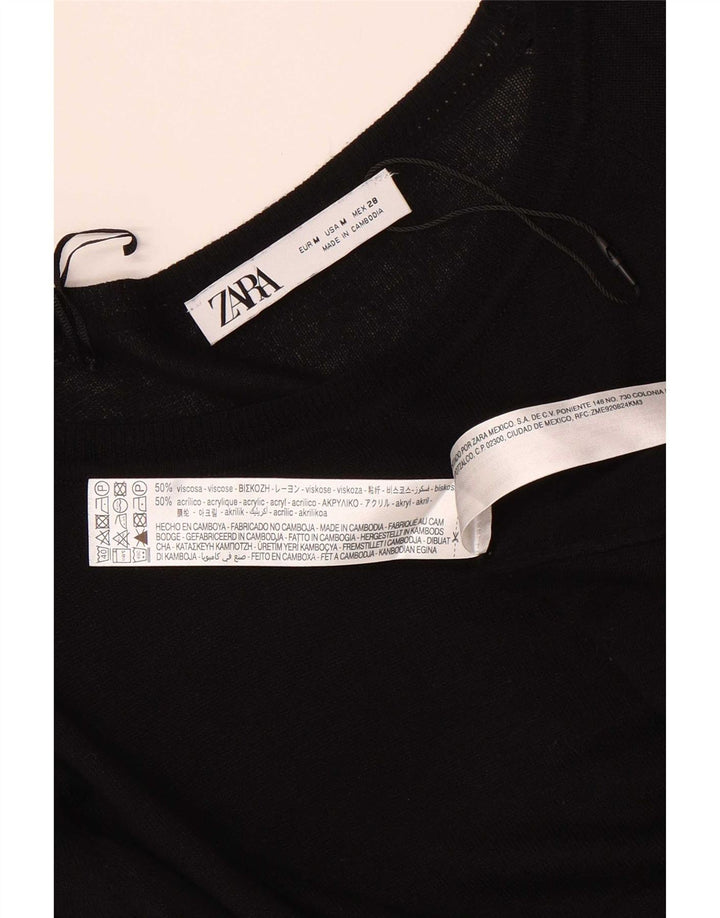 Zara Womens Boat Neck Jumper Sweater UK 14 Medium Black Viscose