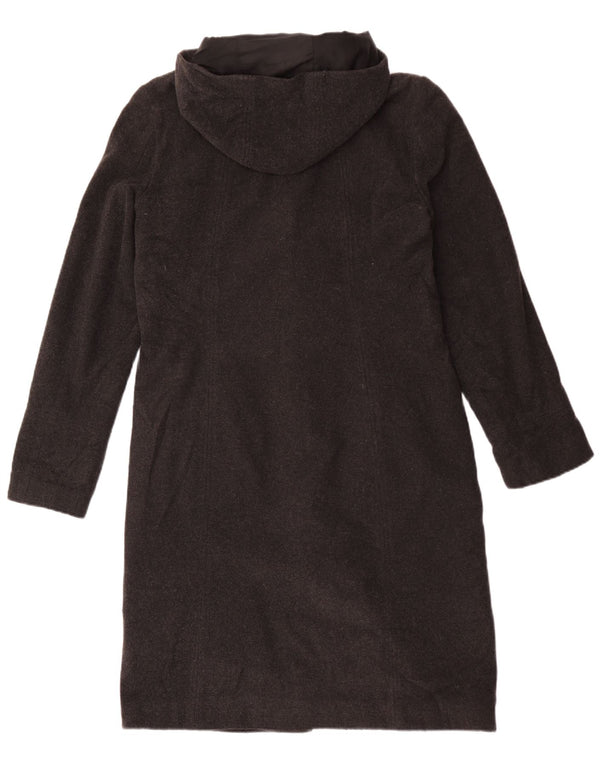 Topshop Womens Hooded Overcoat UK 12 Medium Grey Flecked Wool