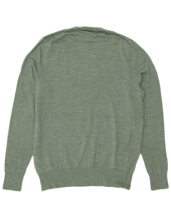 John Lewis Mens Crew Neck Jumper Sweater Medium Green Merino Wool