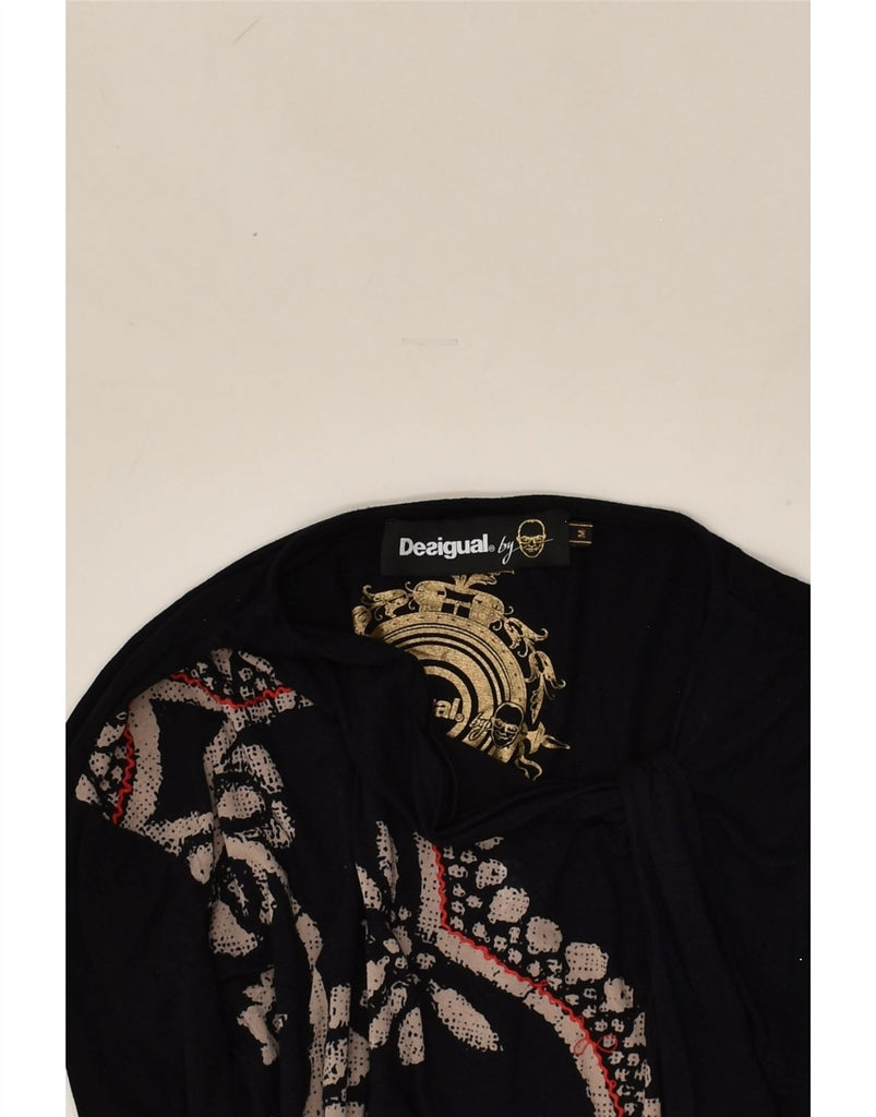 DESIGUAL Womens Top Long Sleeve UK 14 Medium Black Floral | Vintage Desigual | Thrift | Second-Hand Desigual | Used Clothing | Messina Hembry 