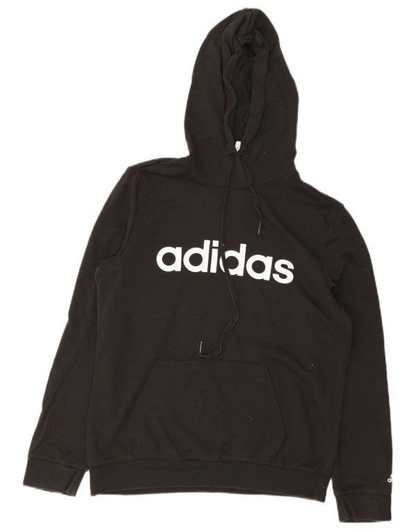 Adidas Womens Graphic Hoodie Jumper UK 12/14 Medium Black Cotton