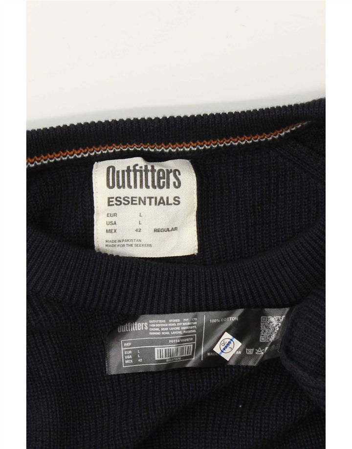 Essentials Mens Crew Neck Jumper Sweater Large Navy Blue Cotton