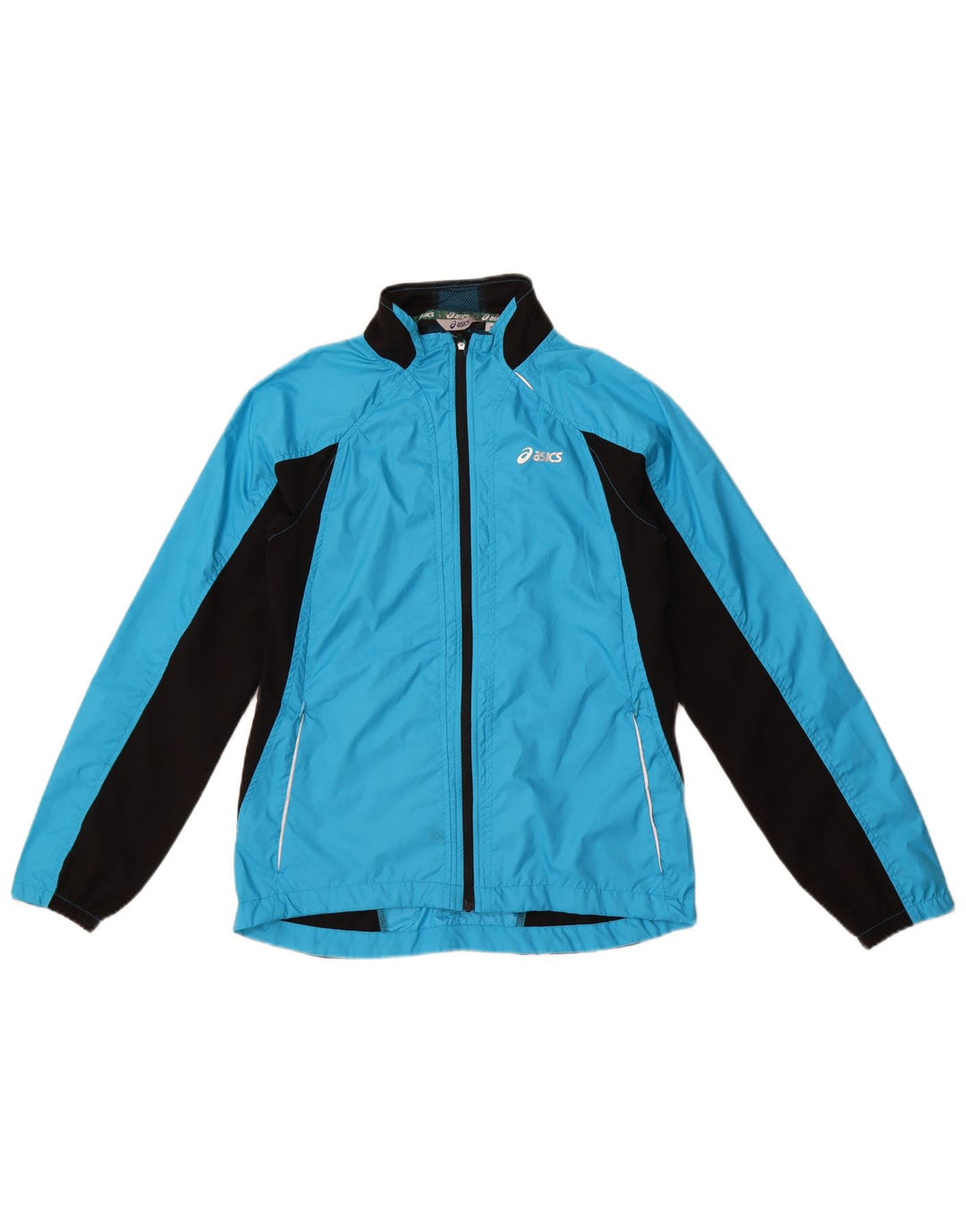 Asics Womens Tracksuit Top Jacket UK 6 XS Blue Colourblock Polyester