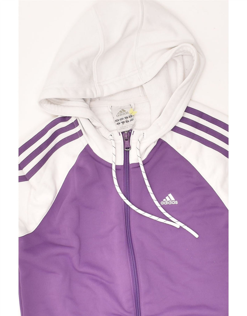 ADIDAS Womens Graphic Zip Hoodie Sweater UK 8 Small Purple Colourblock | Vintage Adidas | Thrift | Second-Hand Adidas | Used Clothing | Messina Hembry 