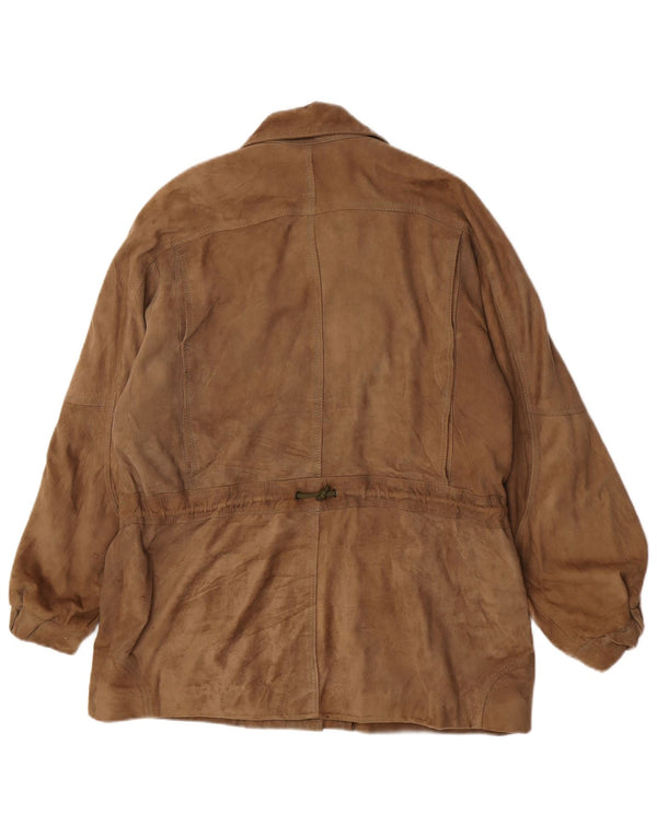 Vintage Womens Suede Jacket EU 42 Large Brown