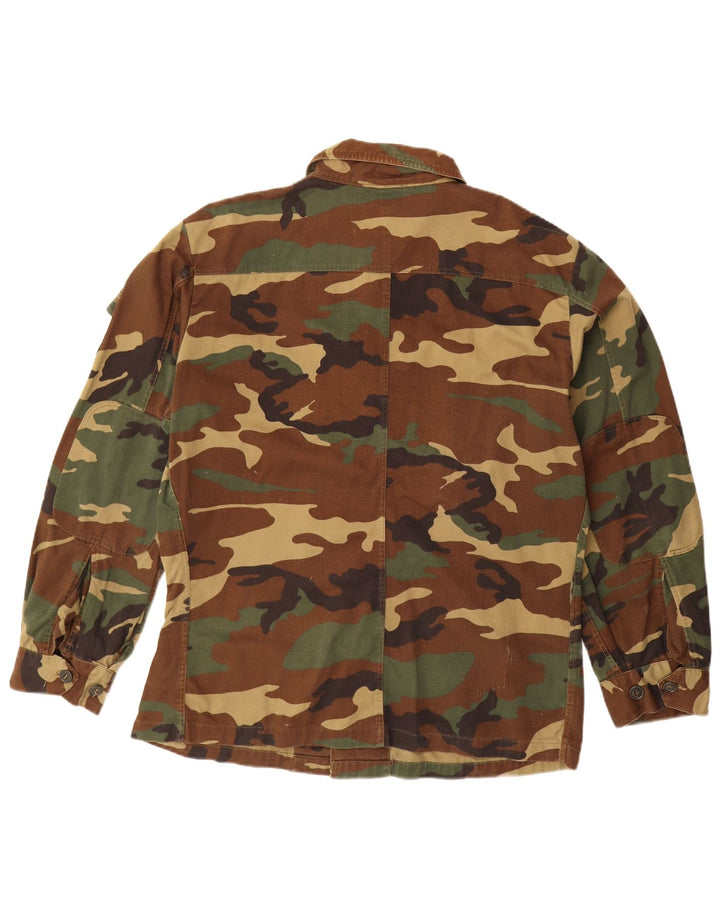 VINTAGE Mens Military Jacket IT 56 3XL Khaki Camouflage Cotton