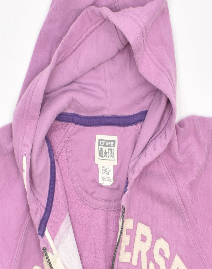 CONVERSE Girls Graphic Zip Hoodie Sweater 6-7 Years  Purple Cotton | Vintage | Thrift | Second-Hand | Used Clothing | Messina Hembry 