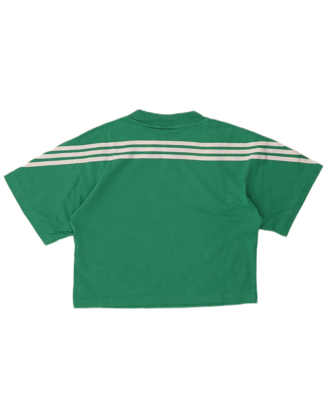 ADIDAS Womens Oversized Crop T-Shirt Top UK 4/6 XS Green Cotton