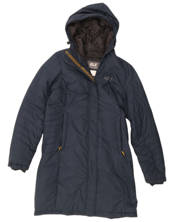 Jack Wolfskin Mens Hooded Padded Coat UK 12/14 Medium Navy Blue Polyester