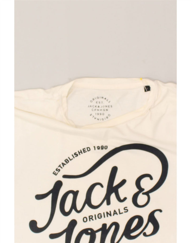 JACK & JONES Mens Graphic T-Shirt Top Large White Cotton | Vintage Jack & Jones | Thrift | Second-Hand Jack & Jones | Used Clothing | Messina Hembry 