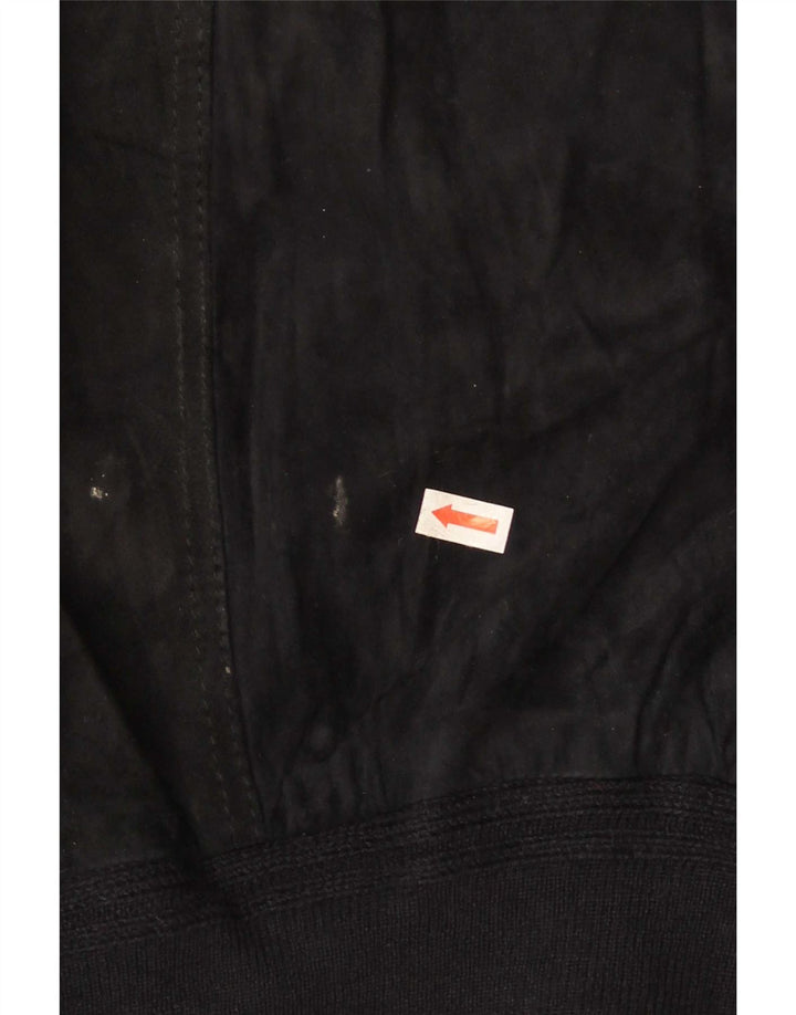 Vintage Mens Suede Bomber Jacket UK 36 Small Black Leather