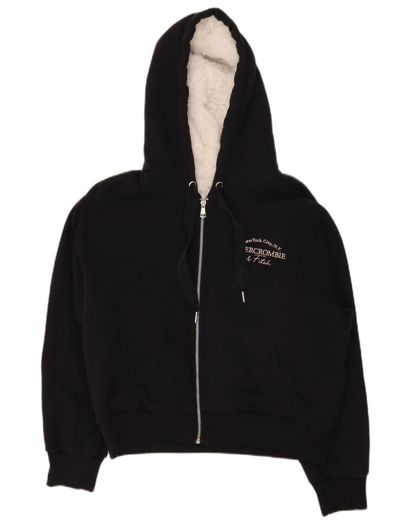 Abercrombie & Fitch Womens Graphic Hoodie Jumper UK 16 Large Black